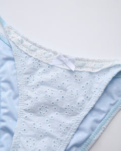 Coquette Cotton Eyelet Bikini Bottom (Baby Blue)