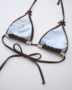 Coquette Cotton Eyelet Bikini Top (Brown)