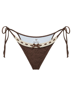 Coquette Cotton Eyelet Bikini Bottom (Brown)