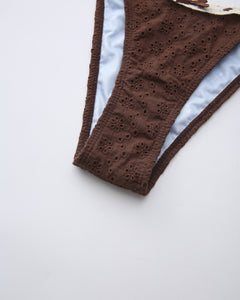 Coquette Cotton Eyelet Bikini Bottom (Brown)