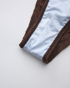 Coquette Cotton Eyelet Bikini Bottom (Brown)