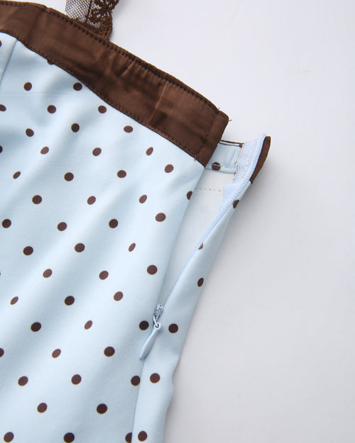 Dolly Polka Dot Dress+ Petticoat (Baby Blue)