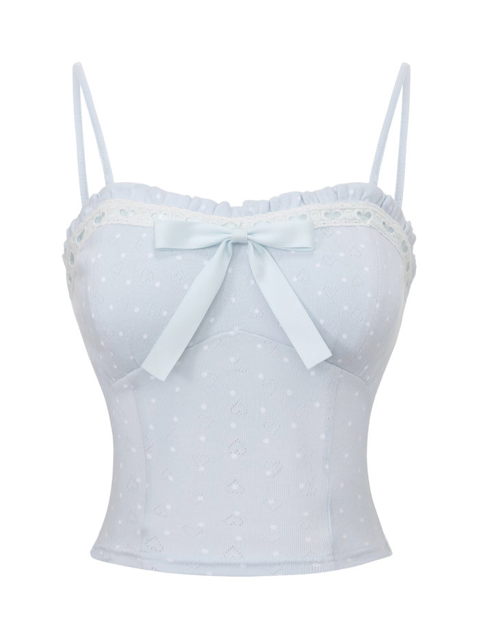Sweetheart  Cotton Polka Dot Pointelle Top (Baby Blue)