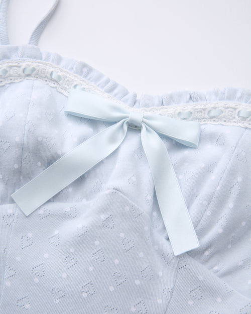 Bow-for Sweetheart  Cotton Pointelle Top