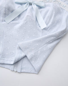 Sweetheart  Cotton Polka Dot Pointelle Top (Baby Blue)
