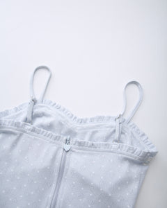 Sweetheart  Cotton Polka Dot Pointelle Top (Baby Blue)