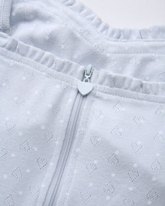 Sweetheart  Cotton Polka Dot Pointelle Top (Baby Blue)