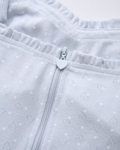 Sweetheart  Cotton Polka Dot Pointelle Top (Baby Blue)