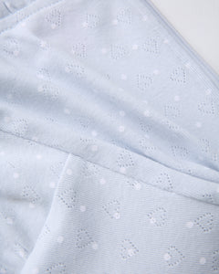Sweetheart  Cotton Polka Dot Pointelle Top (Baby Blue)