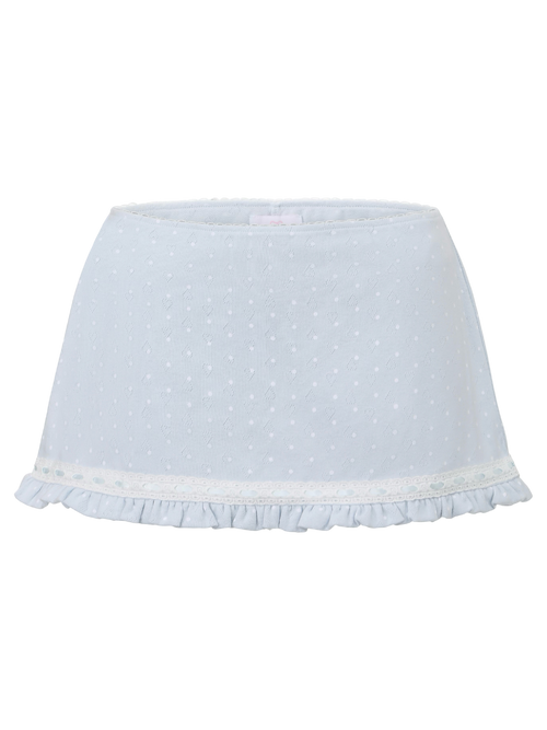 Sweetheart  Cotton Polka Dot Pointelle Skirt (Baby Blue)