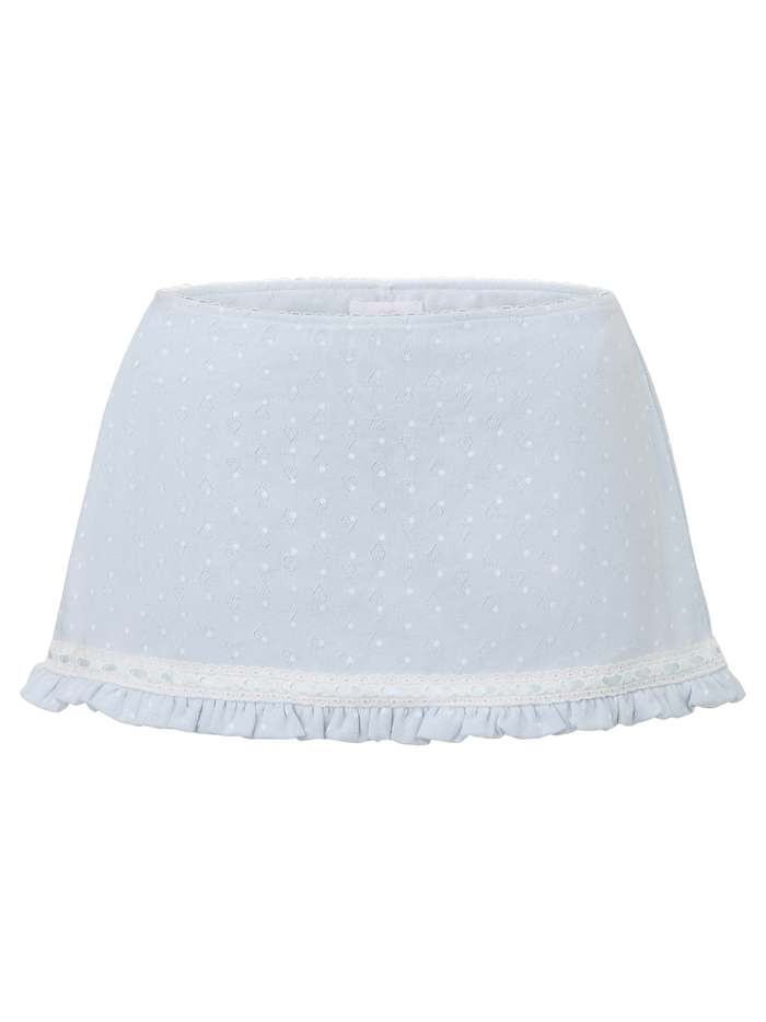 Sweetheart  Cotton Polka Dot Pointelle Skirt (Baby Blue)