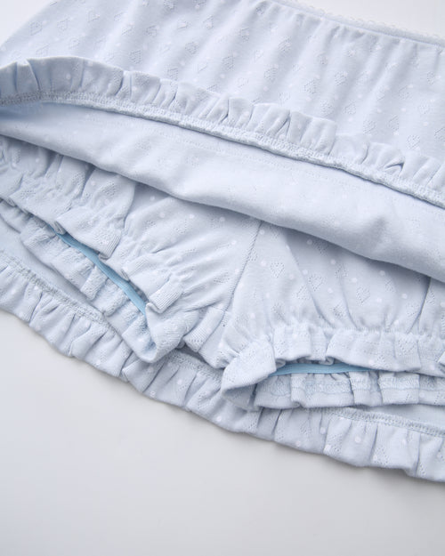 Sweetheart  Cotton Polka Dot Pointelle Skirt (Baby Blue)