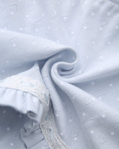 Sweetheart  Cotton Polka Dot Pointelle Skirt (Baby Blue)