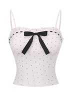 Sweetheart  Cotton Polka Dot Pointelle Top (Pink)