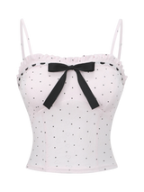 Sweetheart  Cotton Polka Dot Pointelle Top (Pink)