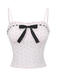 Sweetheart  Cotton Polka Dot Pointelle Top (Pink)