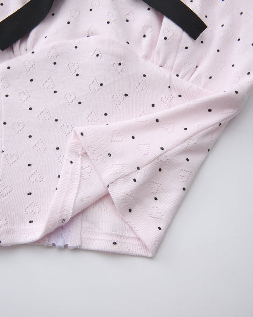 Sweetheart  Cotton Polka Dot Pointelle Set (Pink)