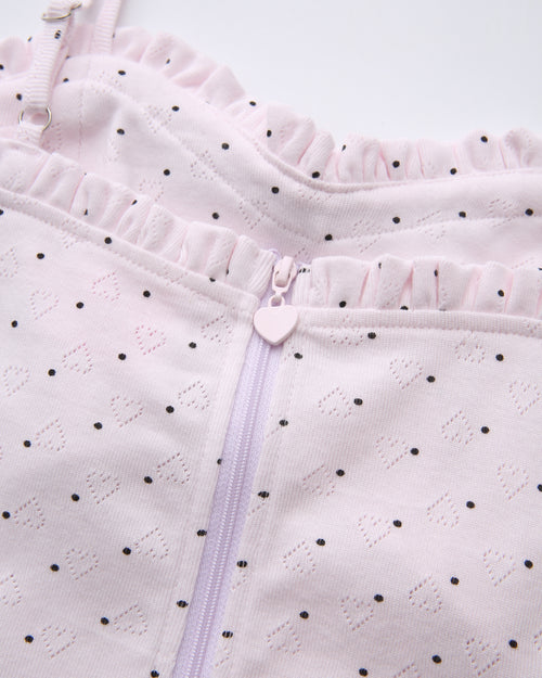 Sweetheart  Cotton Polka Dot Pointelle Set (Pink)