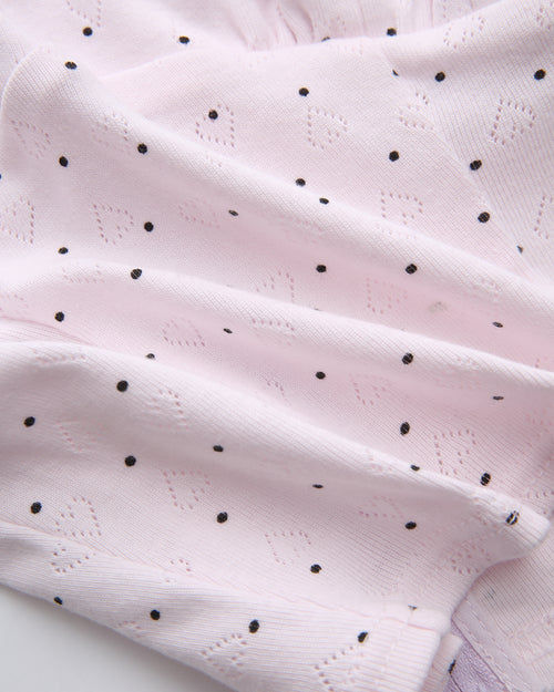 Sweetheart  Cotton Polka Dot Pointelle Set (Pink)