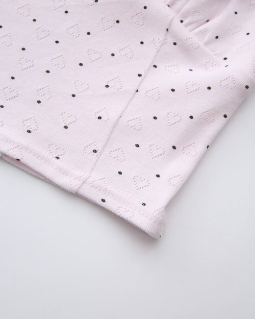 Sweetheart  Cotton Polka Dot Pointelle Top (Pink)