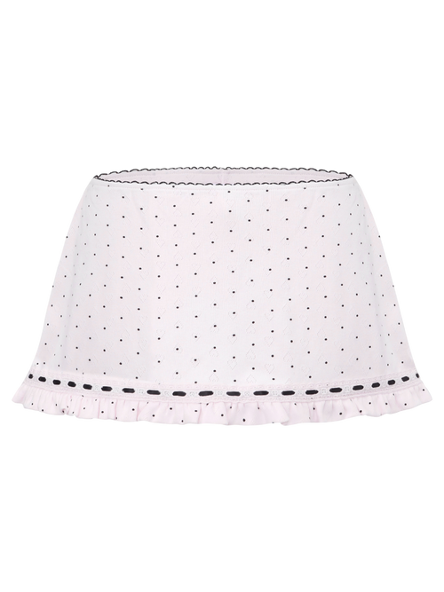 Sweetheart  Cotton Polka Dot Pointelle Skirt (Pink)