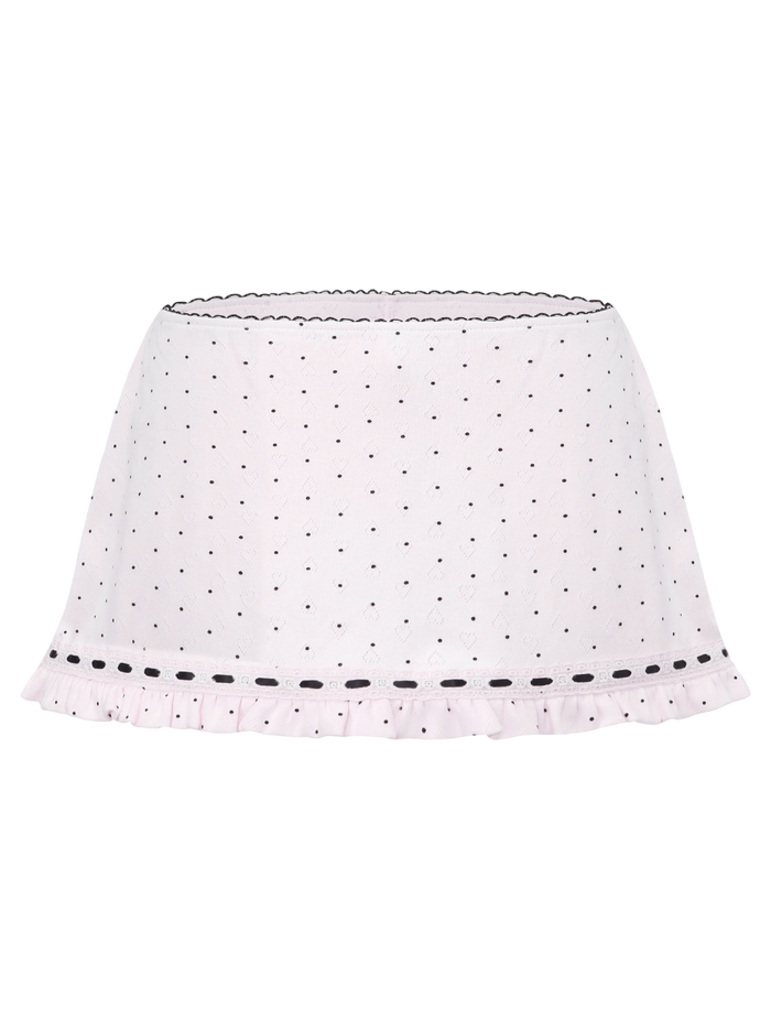Sweetheart  Cotton Polka Dot Pointelle Skirt (Pink)