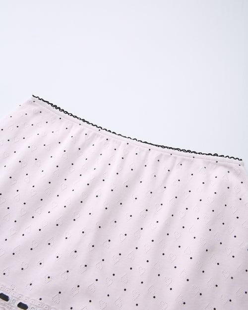 Sweetheart  Cotton Polka Dot Pointelle Skirt (Pink)