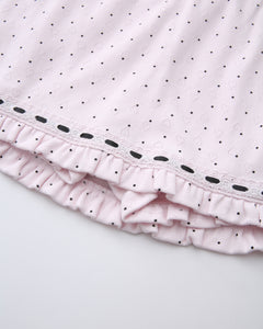 Sweetheart  Cotton Polka Dot Pointelle Skirt (Pink)