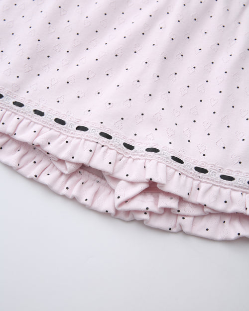 Sweetheart  Cotton Polka Dot Pointelle Skirt (Pink)