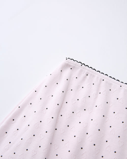 Sweetheart  Cotton Polka Dot Pointelle Set (Pink)