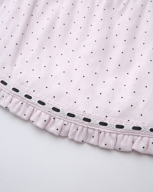 Sweetheart  Cotton Polka Dot Pointelle Set (Pink)