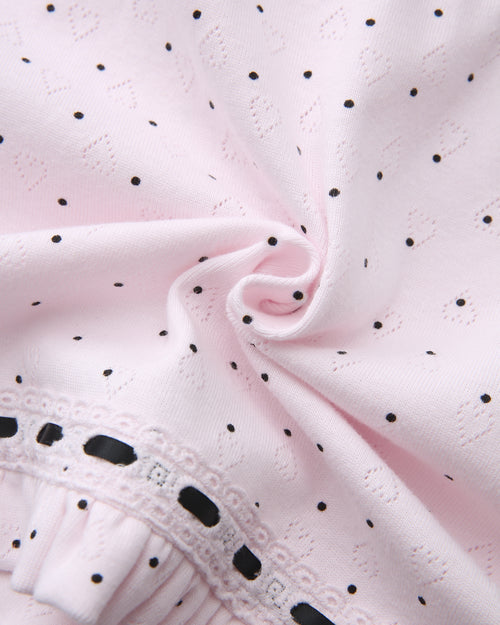 Sweetheart  Cotton Polka Dot Pointelle Skirt (Pink)