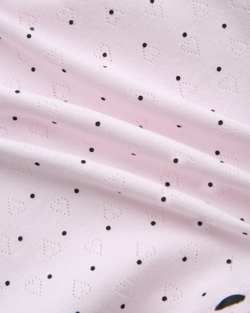 Sweetheart  Cotton Polka Dot Pointelle Skirt (Pink)