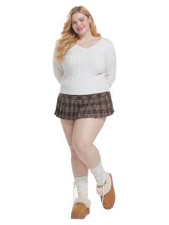 Girly Plaid Pleated Mini Skirt (Brown)