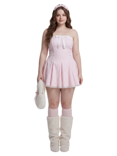 Dolly Polka Dot Dress + Petticoat (Pink)