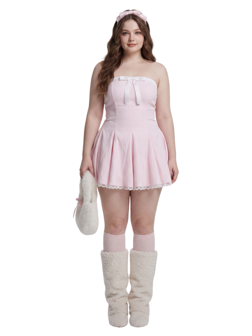 Dolly Polka Dot Dress + Petticoat (Pink)