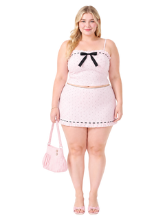 Sweetheart  Cotton Polka Dot Pointelle Set (Pink)
