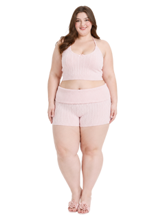 Spring Kissed Knit Halter and Shorts Set (Baby Pink)