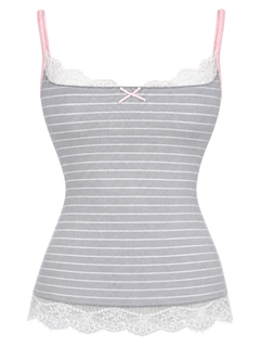 Muse Cotton Reversible Lace Cami  (Pink Grey Stripe)