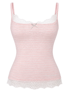 Muse Cotton Reversible Lace Cami  (Pink Grey Stripe)