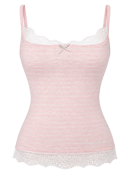 Muse Cotton Reversible Lace Cami  (Pink Grey Stripe)