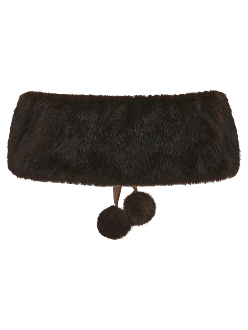 Sugar Pom Fur Pullover Stretchy Shoulder Cape (Brown)