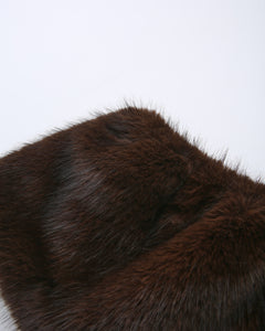 Sugar Pom Fur Pullover Stretchy Shoulder Cape (Brown)