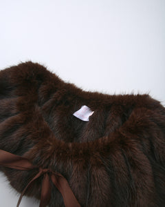 Sugar Pom Fur Pullover Stretchy Shoulder Cape (Brown)