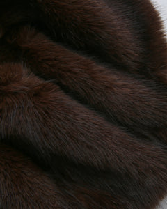 Sugar Pom Fur Pullover Stretchy Shoulder Cape (Brown)