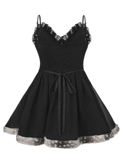 Bambi Princess Fur Chiffon Babydoll Dress (Black)