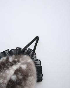 Bambi Princess Fur Chiffon Babydoll Dress (Black)