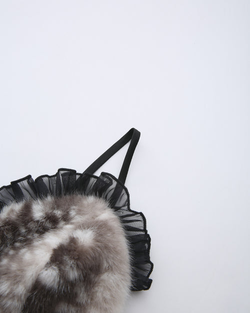Bambi Princess Fur Chiffon Babydoll Dress (Black)