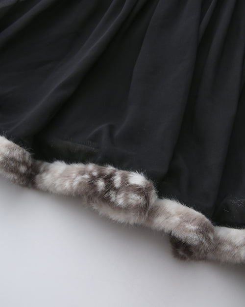 Bambi Princess Fur Chiffon Babydoll Dress (Black)