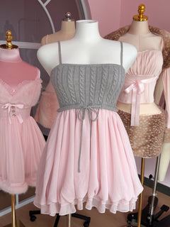 Lovergirl Cable Knit Chiffon Babydoll Dress